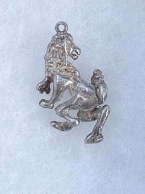 Vintage 925 Silver Lion Charm Pendant 3D Leo Zodiac
